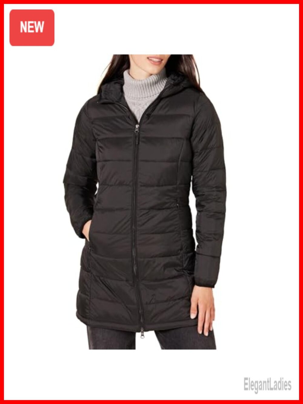 Lightweight Water-Resistant Packable Hooded Puffer Coat Women